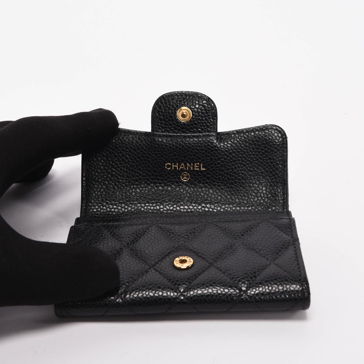Chanel Black Quilted Caviar Classic Card Holder