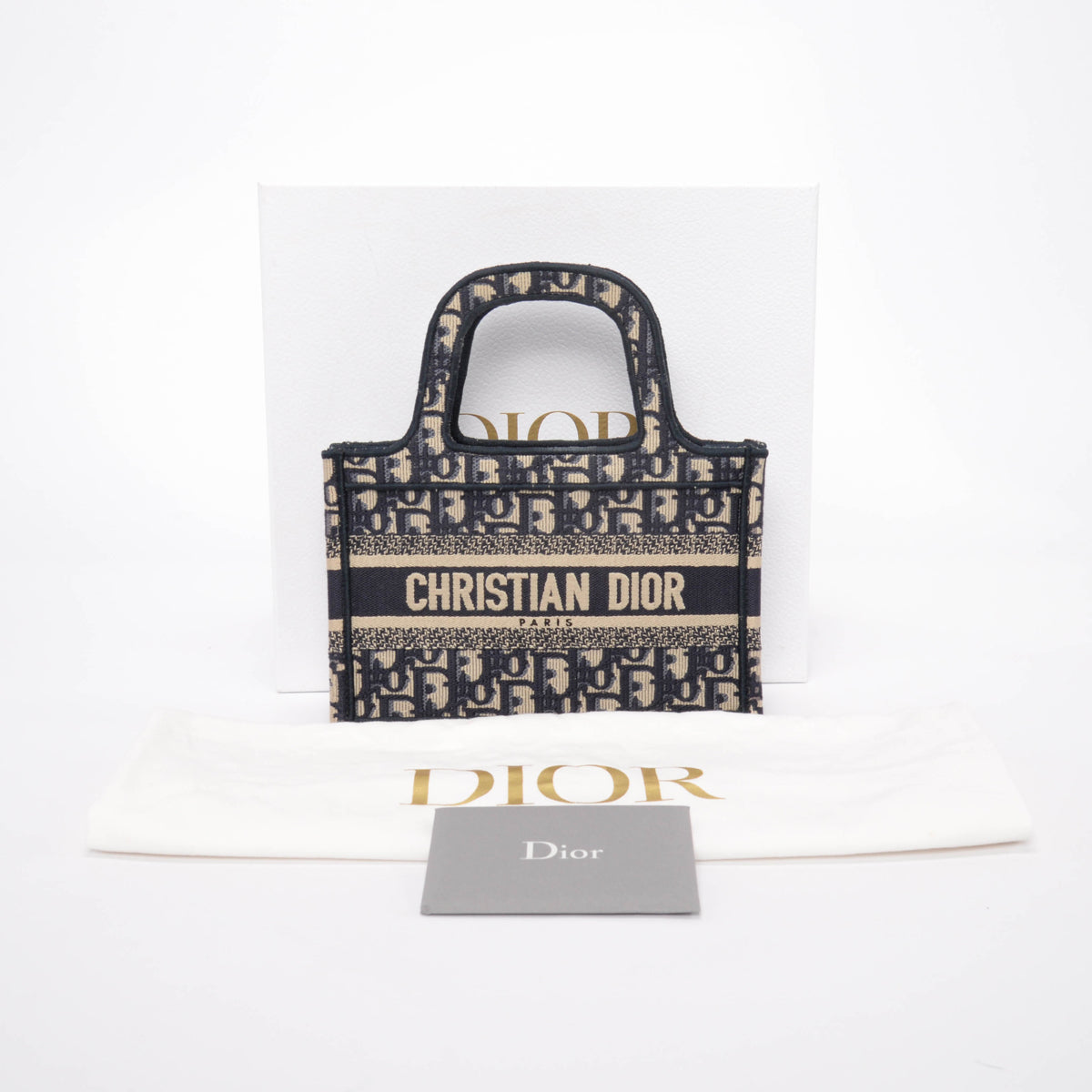 Dior Navy Oblique Jacquard Mini Book Tote