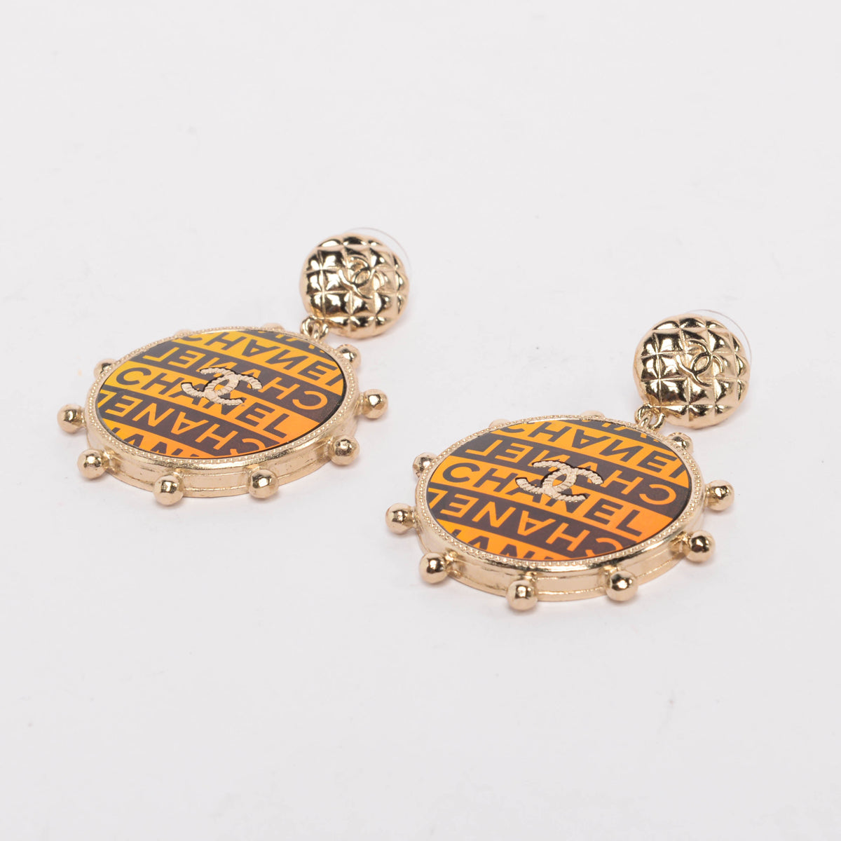 Chanel Red Gold Tone La Pausa Earrings