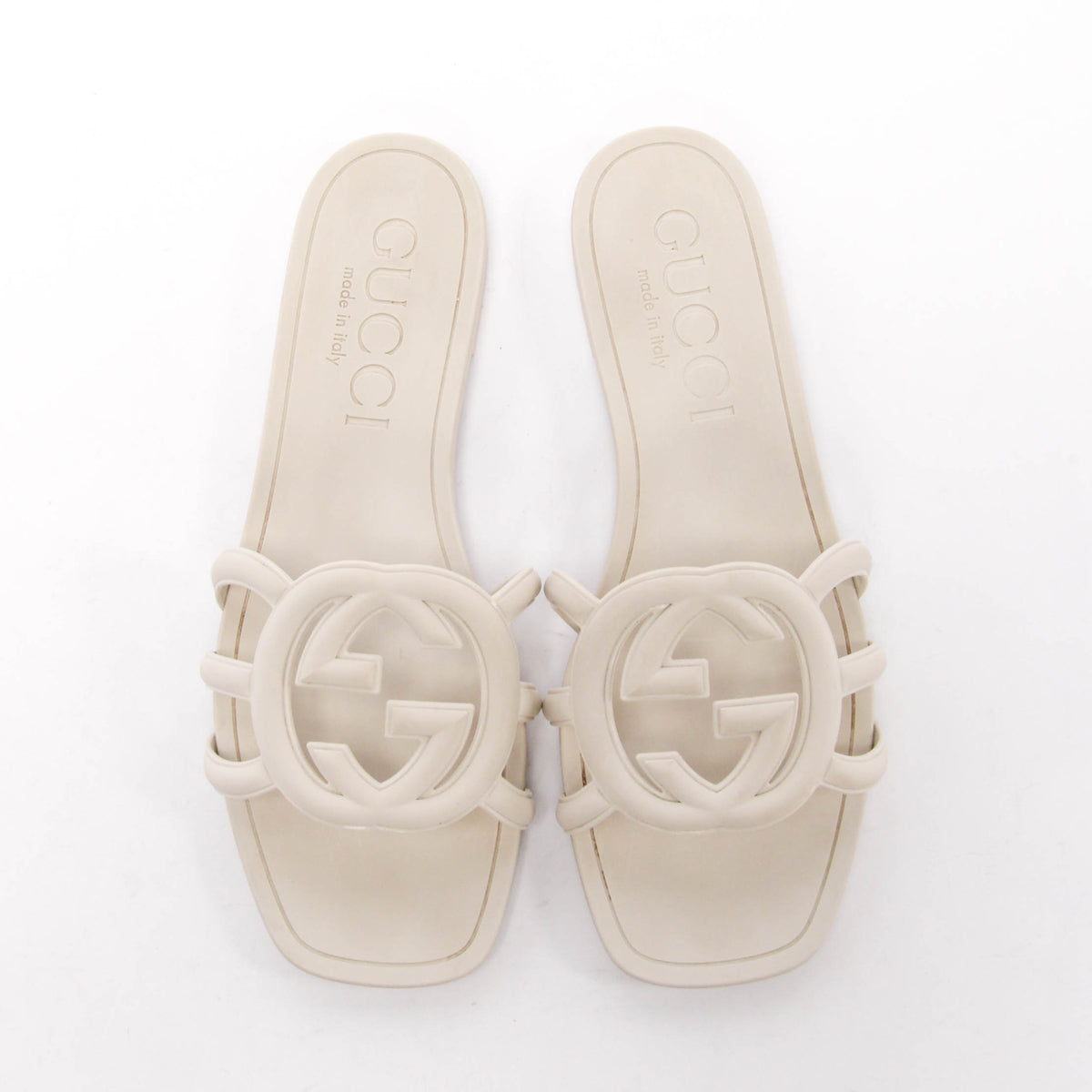 Gucci Stone Rubber GG Slides Sandals 36