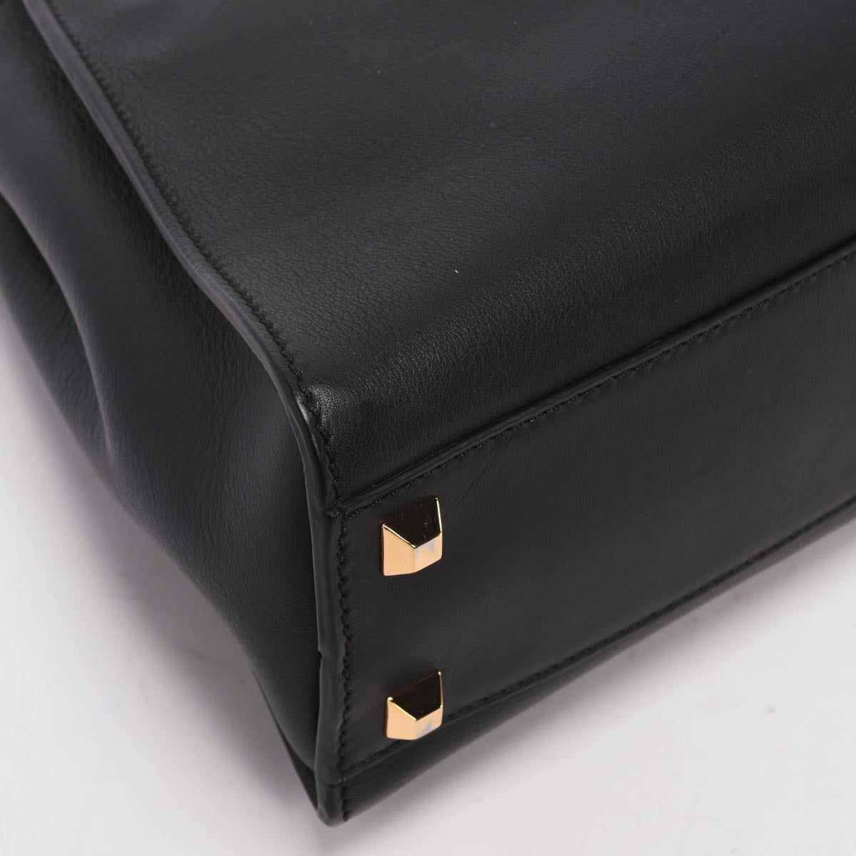 Fendi Black Calfskin Studded Medium Peekaboo Bag