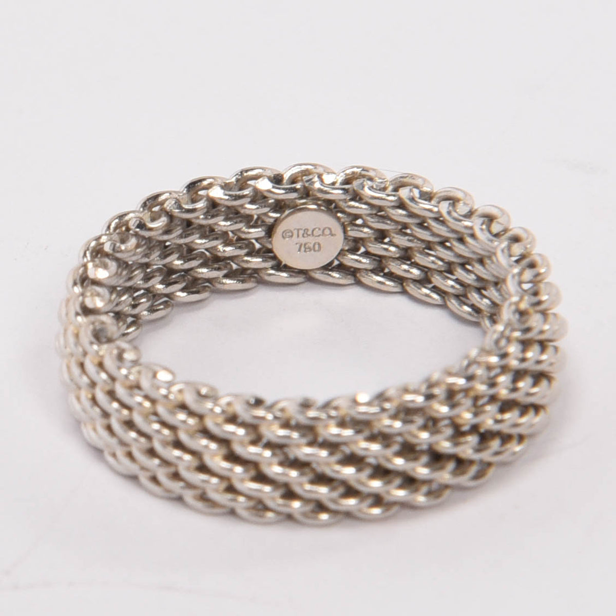 Tiffany & Co 18k White Gold Narrow Somerset Mesh Ring
