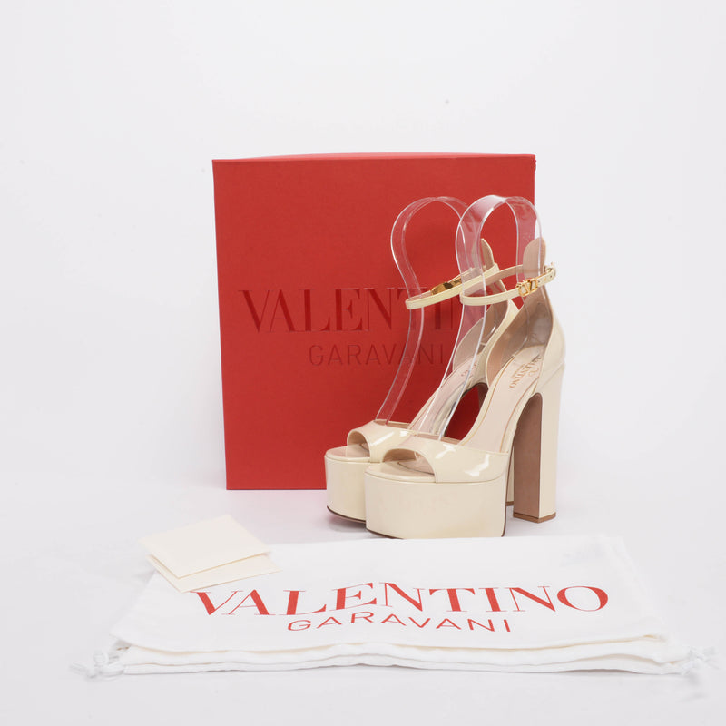 Valentino Cream Patent Tan-Go Mary Jane Sandals 36.5 - Blue Spinach
