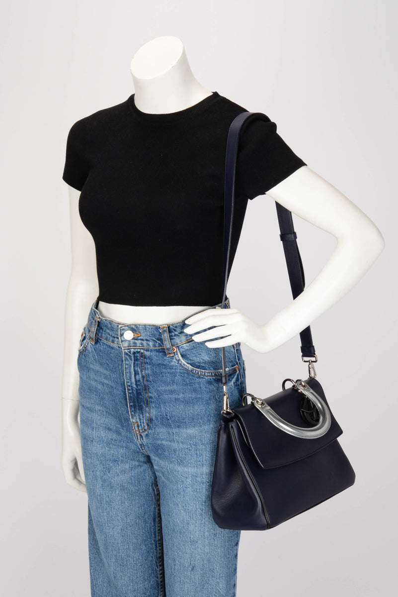 Dior Deep Blue Calfskin Dior Be Small Flap Bag