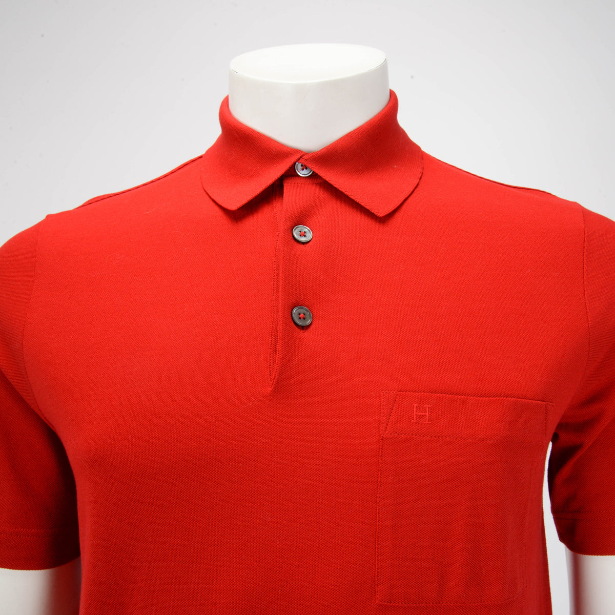 Hermes Rouge Vif Pique H Embroidered Polo S