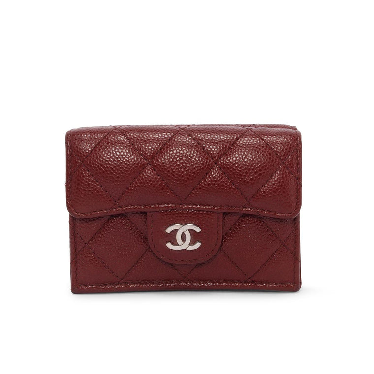 Chanel Burgundy Caviar Compact Wallet