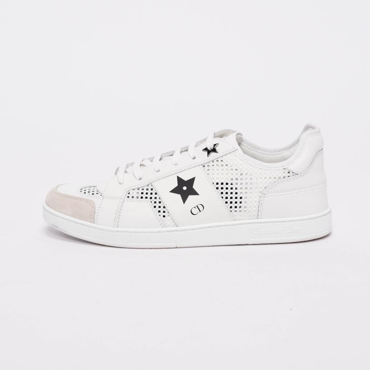 Dior White Suede & Mesh Star Sneakers 38