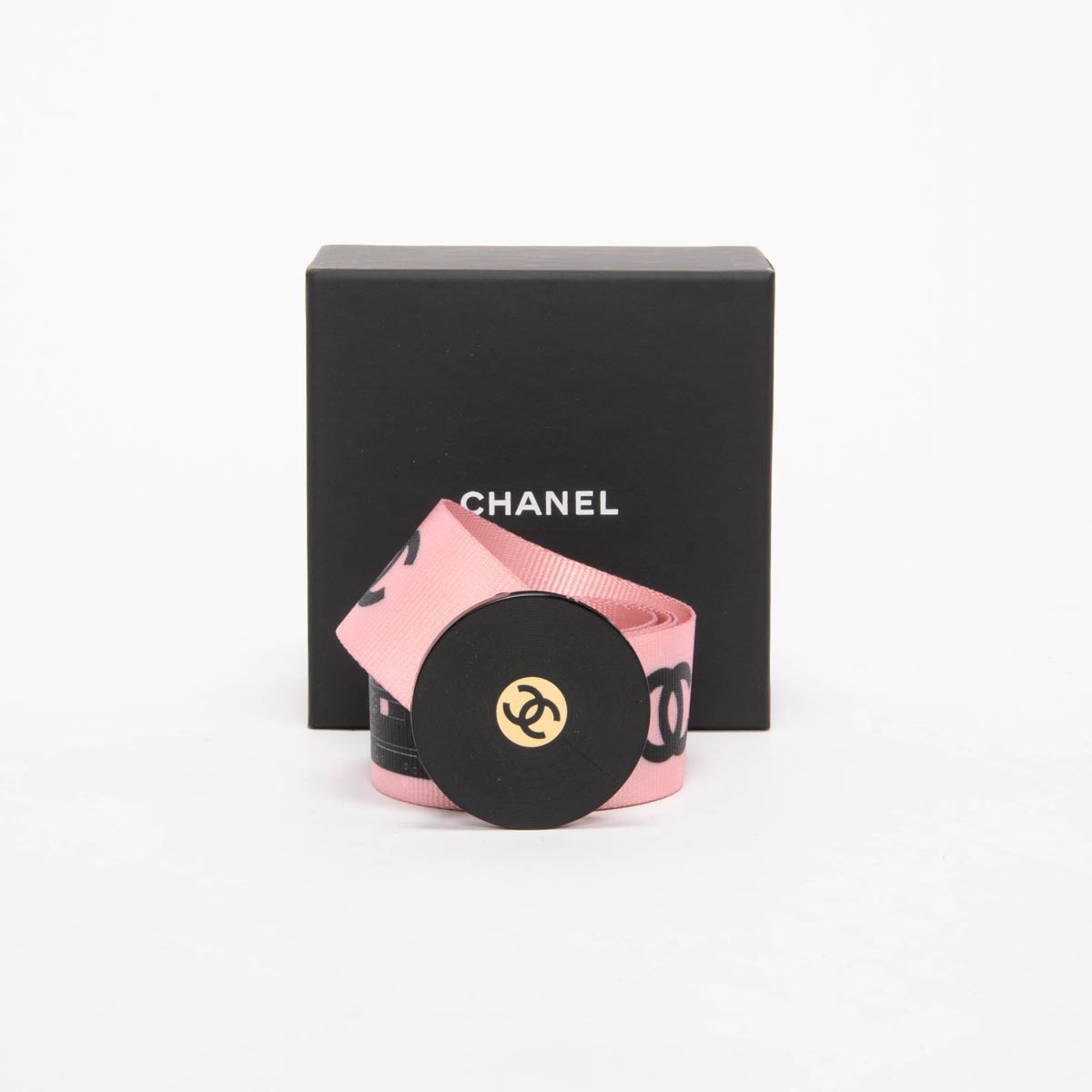 Chanel Pink Web Record CC Belt