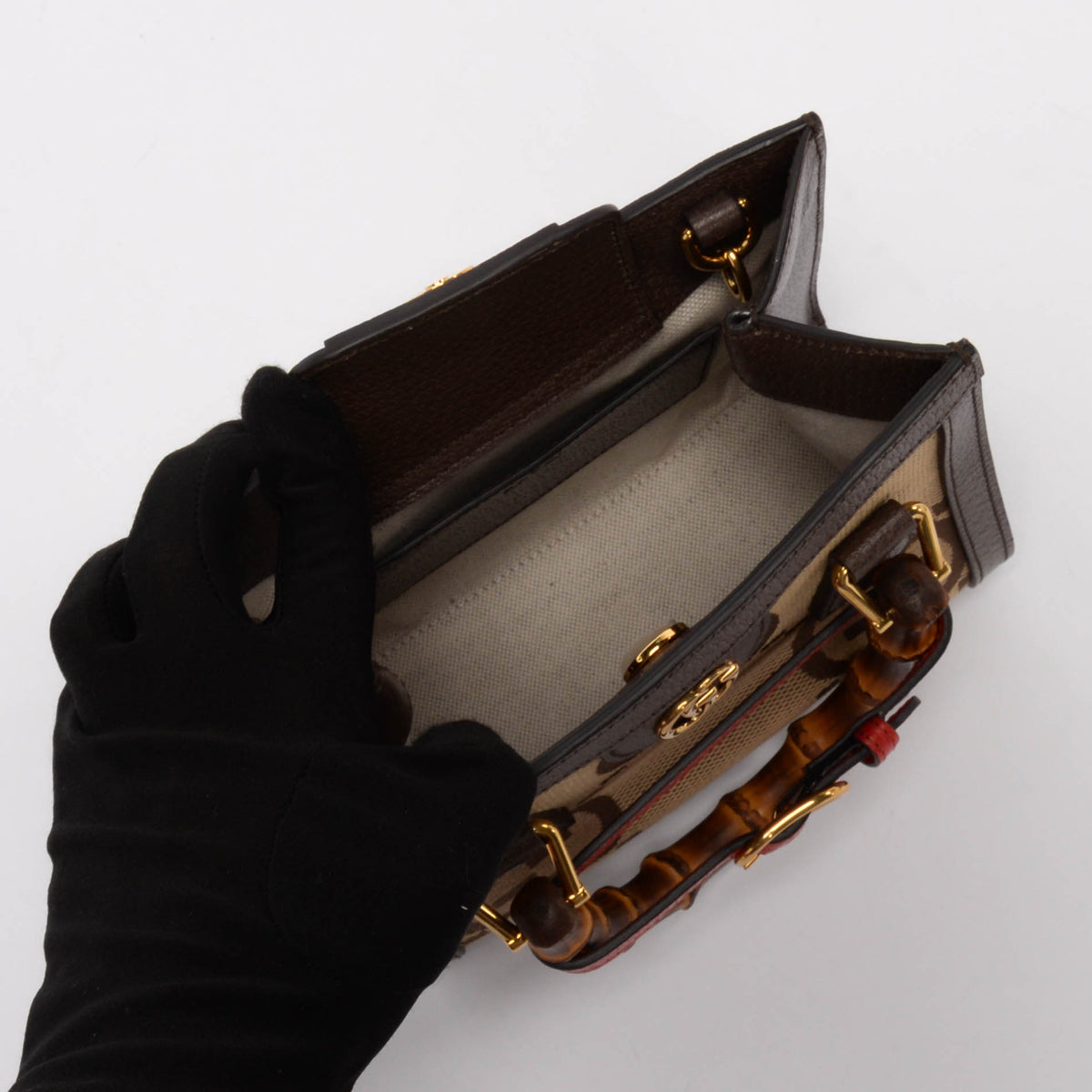 Gucci Brown Textured Dollar Calfskin Jumbo GG Mini Diana Bag