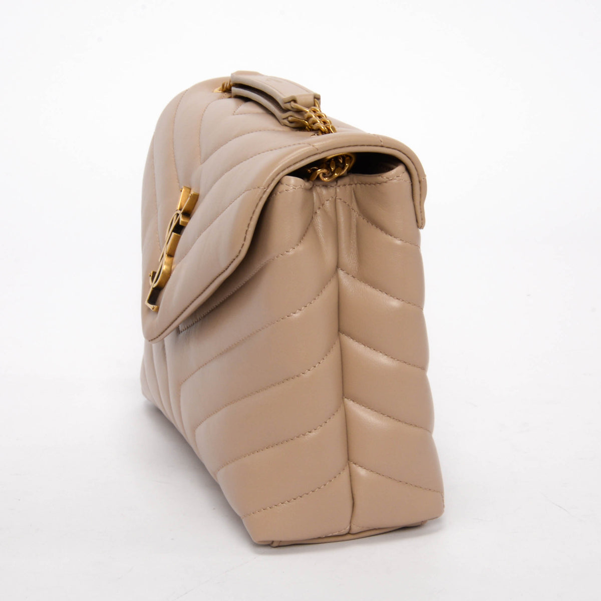 Saint Laurent Dark Beige Matelasse Small Lou Lou Bag