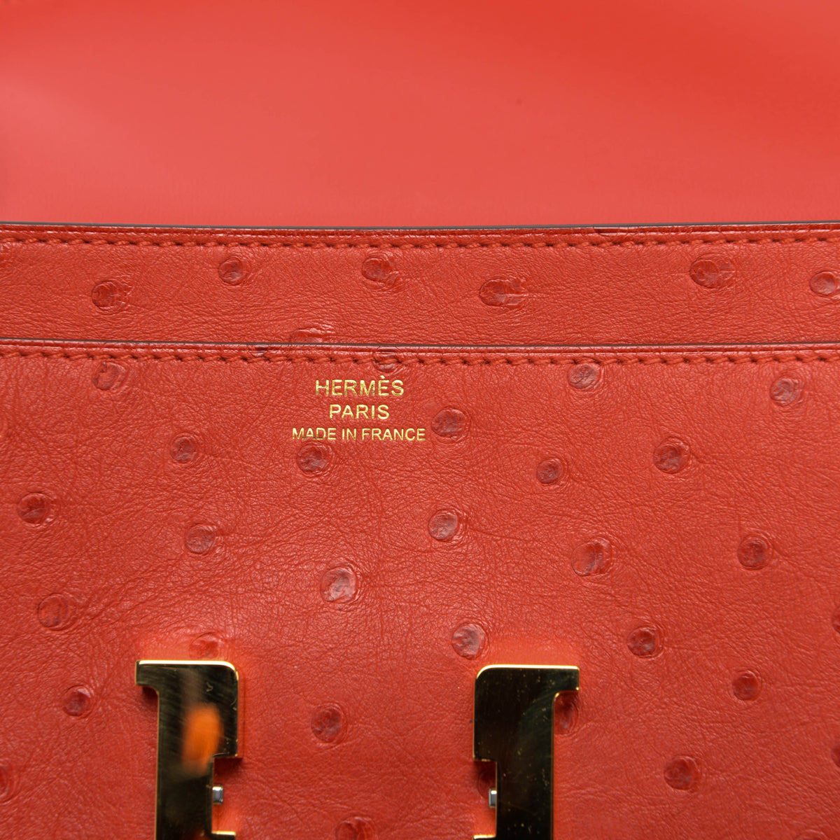 Hermes Rouge Vif Ostrich Constance Long Wallet