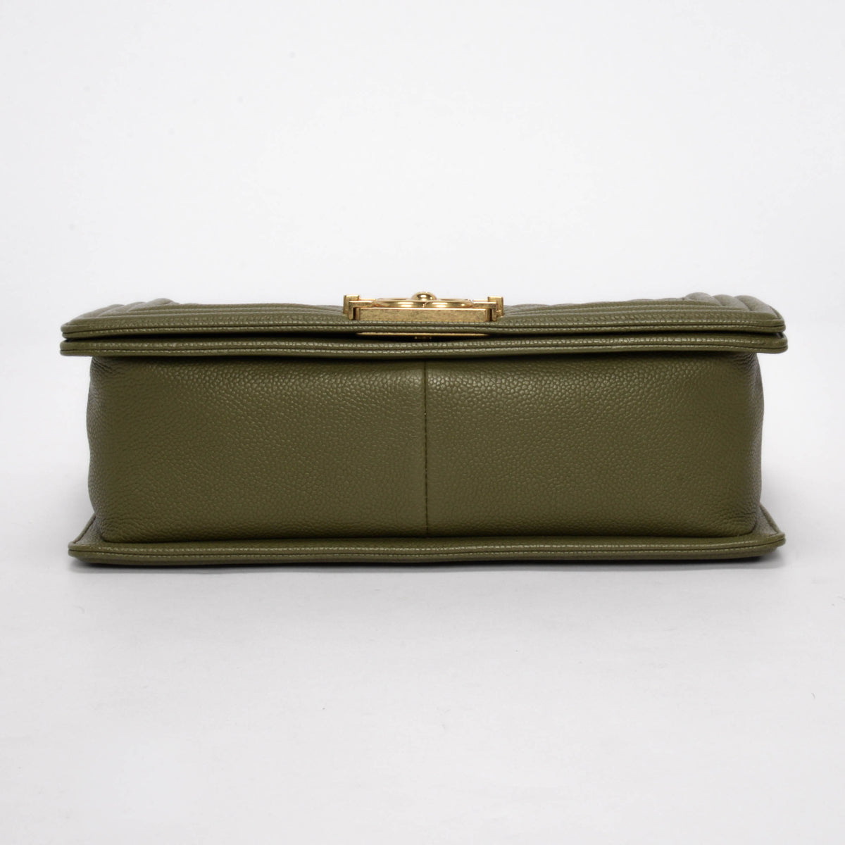 Chanel Khaki Green Quilted Caviar Old Medium Boy Bag