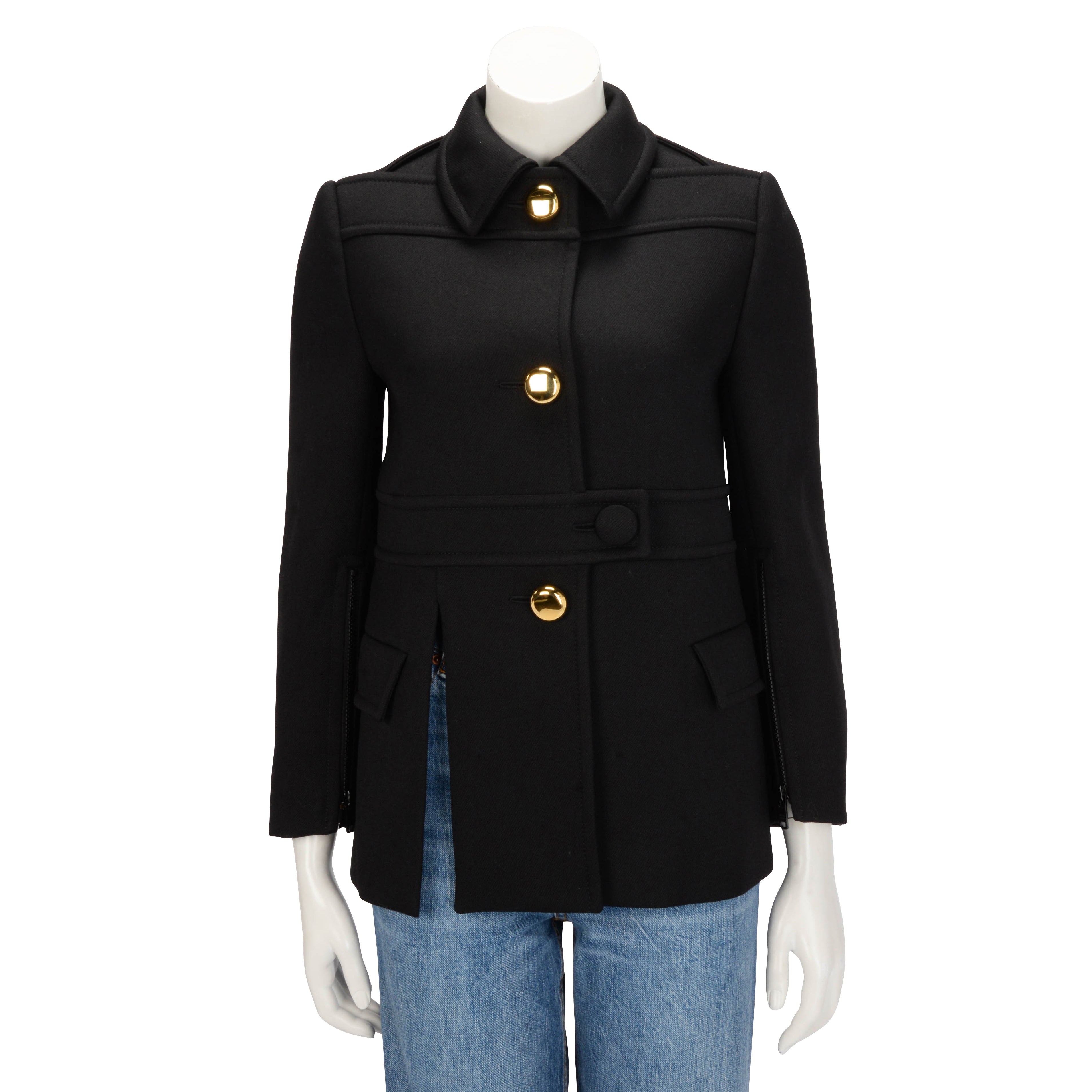 Prada Black Wool Short Coat IT 40