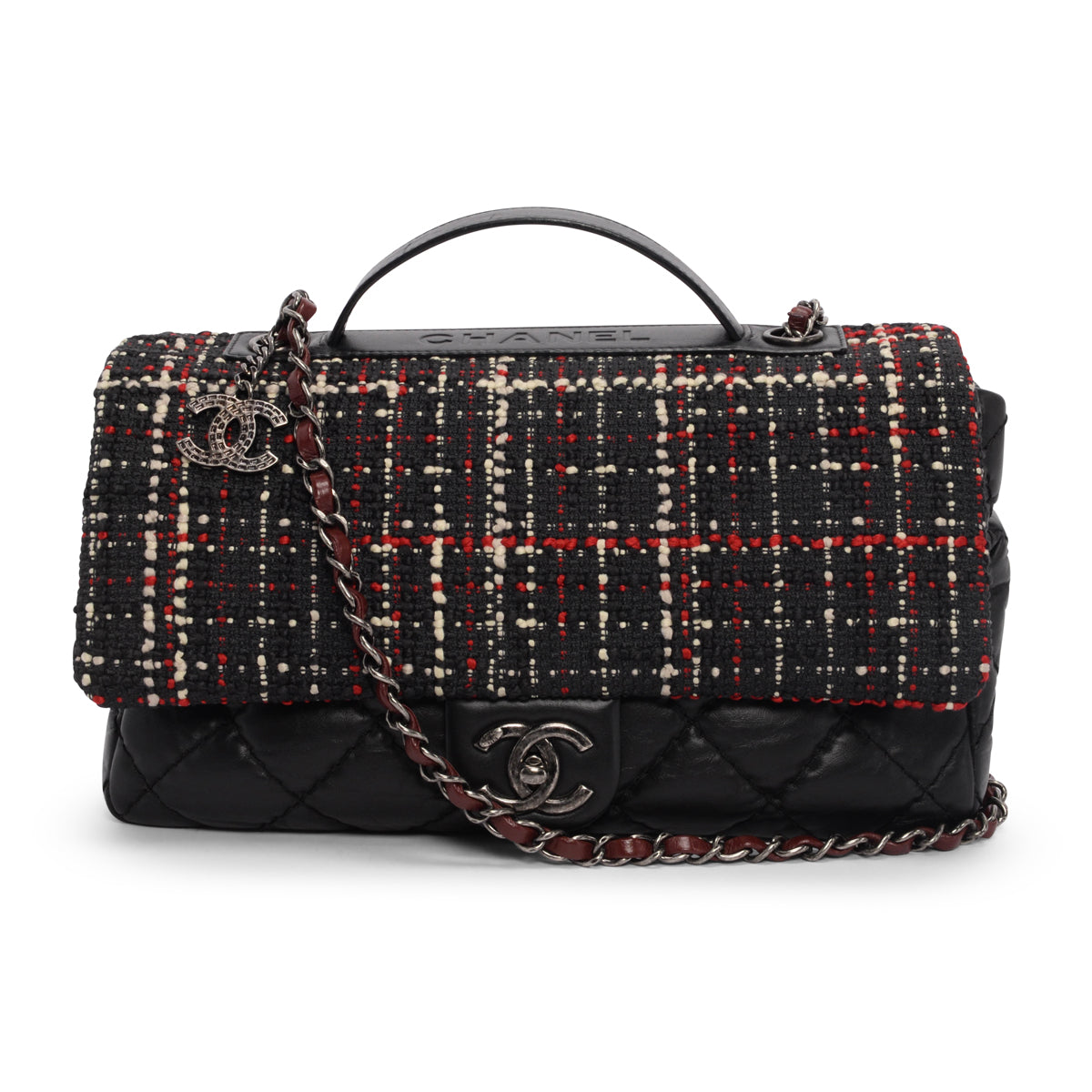 Chanel Calfskin & Tweed Airlines Top Handle Bag