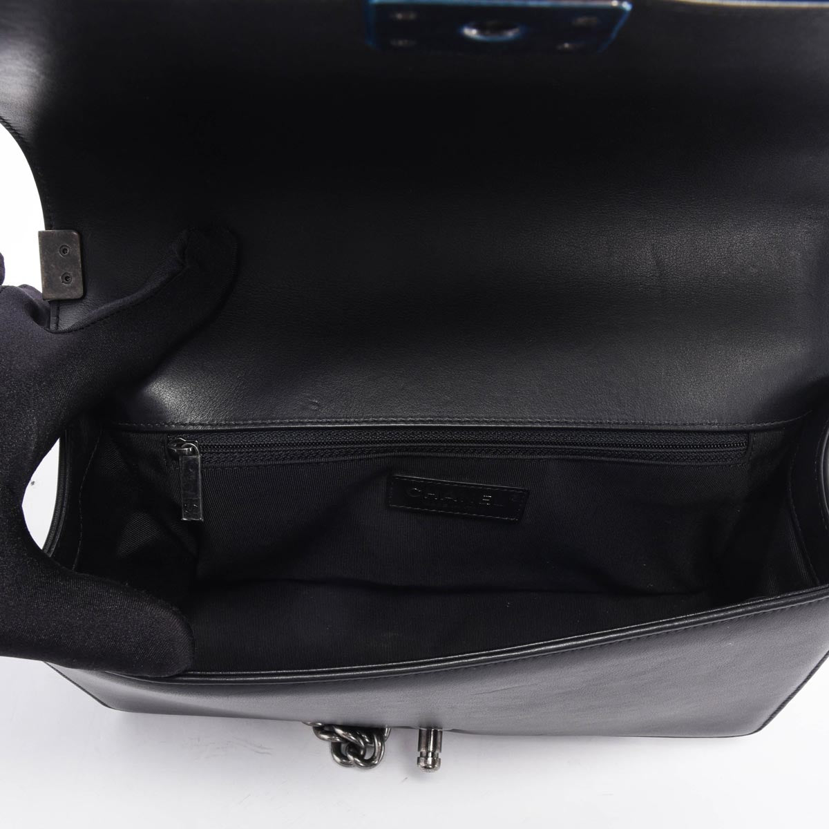 Chanel Black Chevron Lambskin Medium Boy Bag