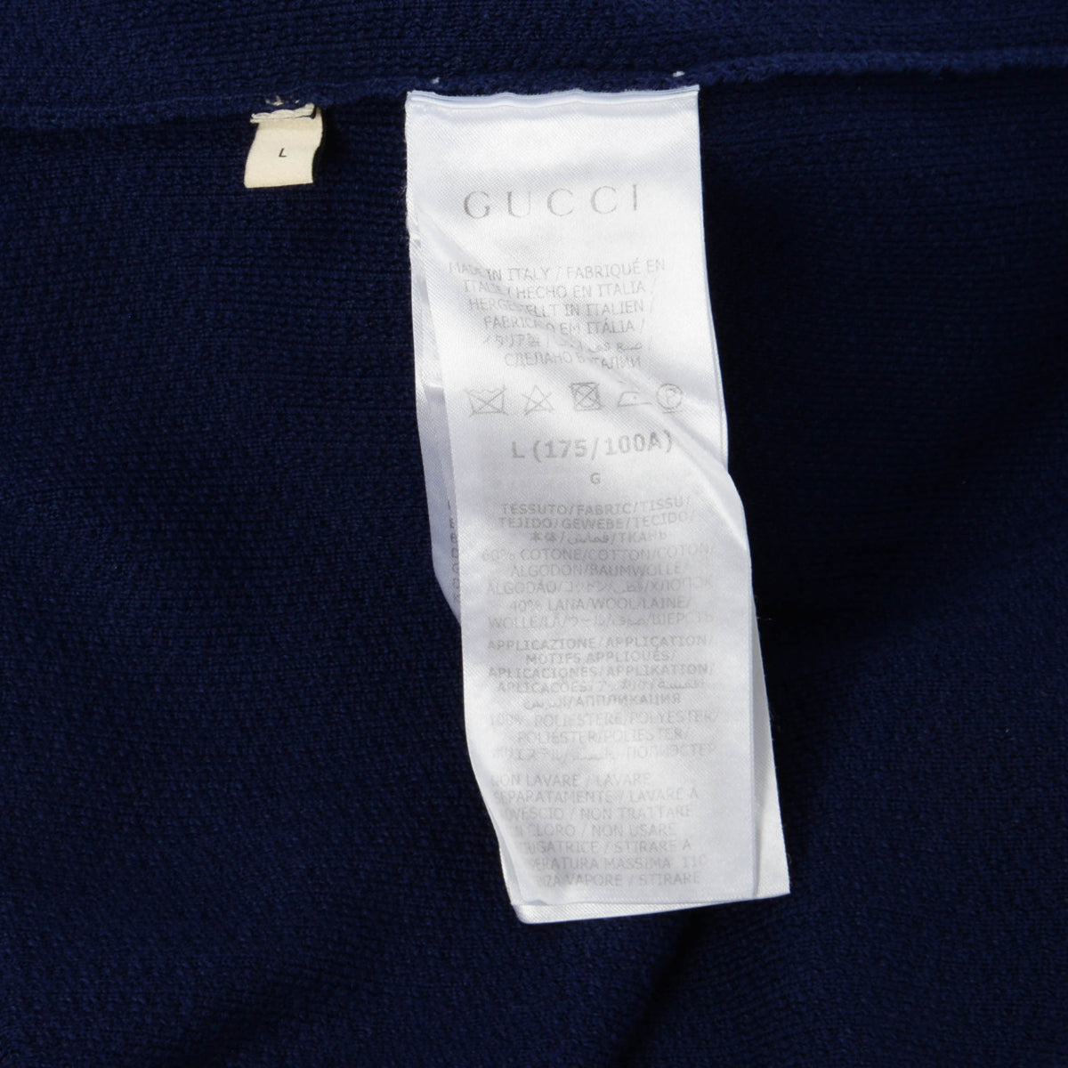 Gucci Navy Knitted GG Logo Patch Sweater L