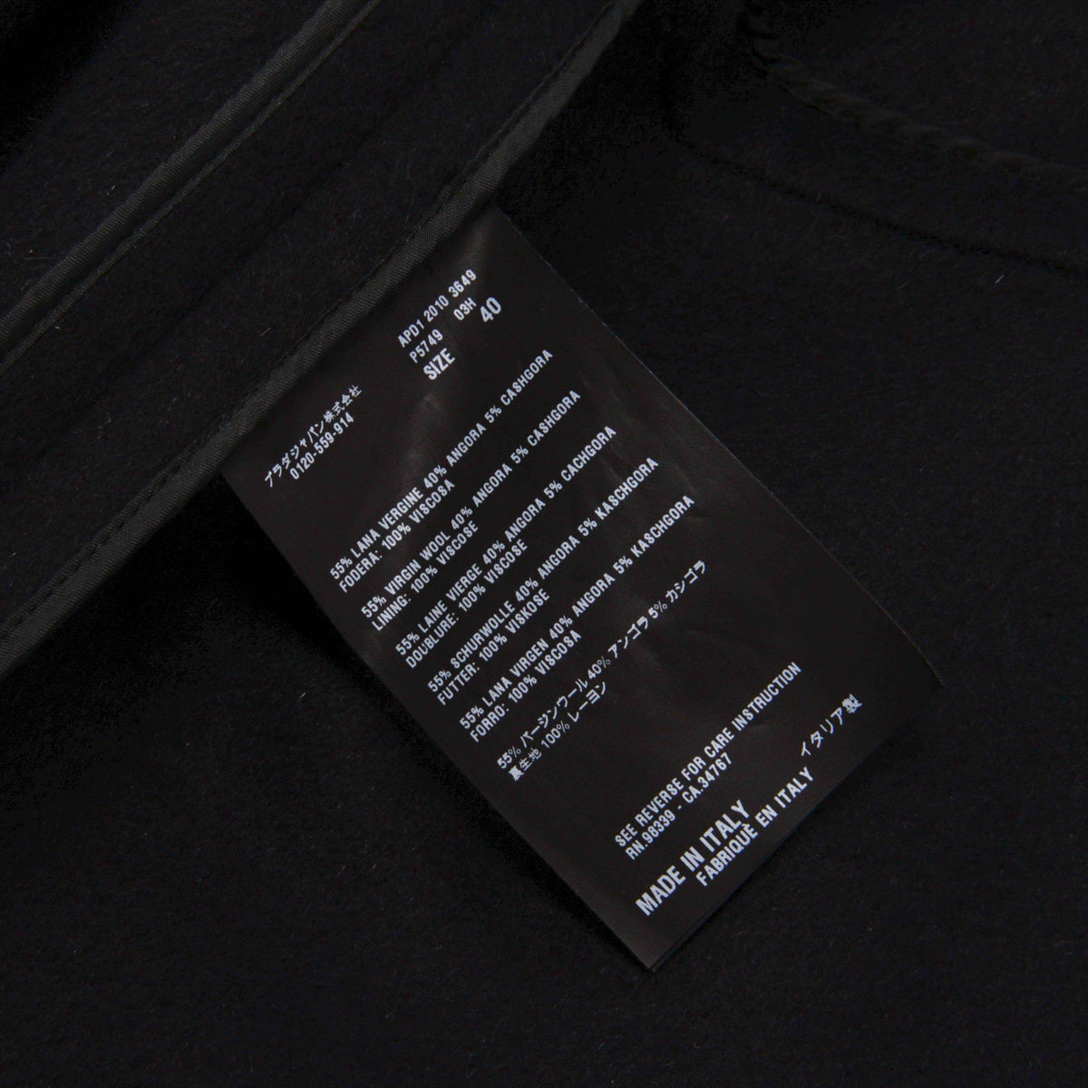 Prada Black Wool Melton Collarless Jacket IT 40