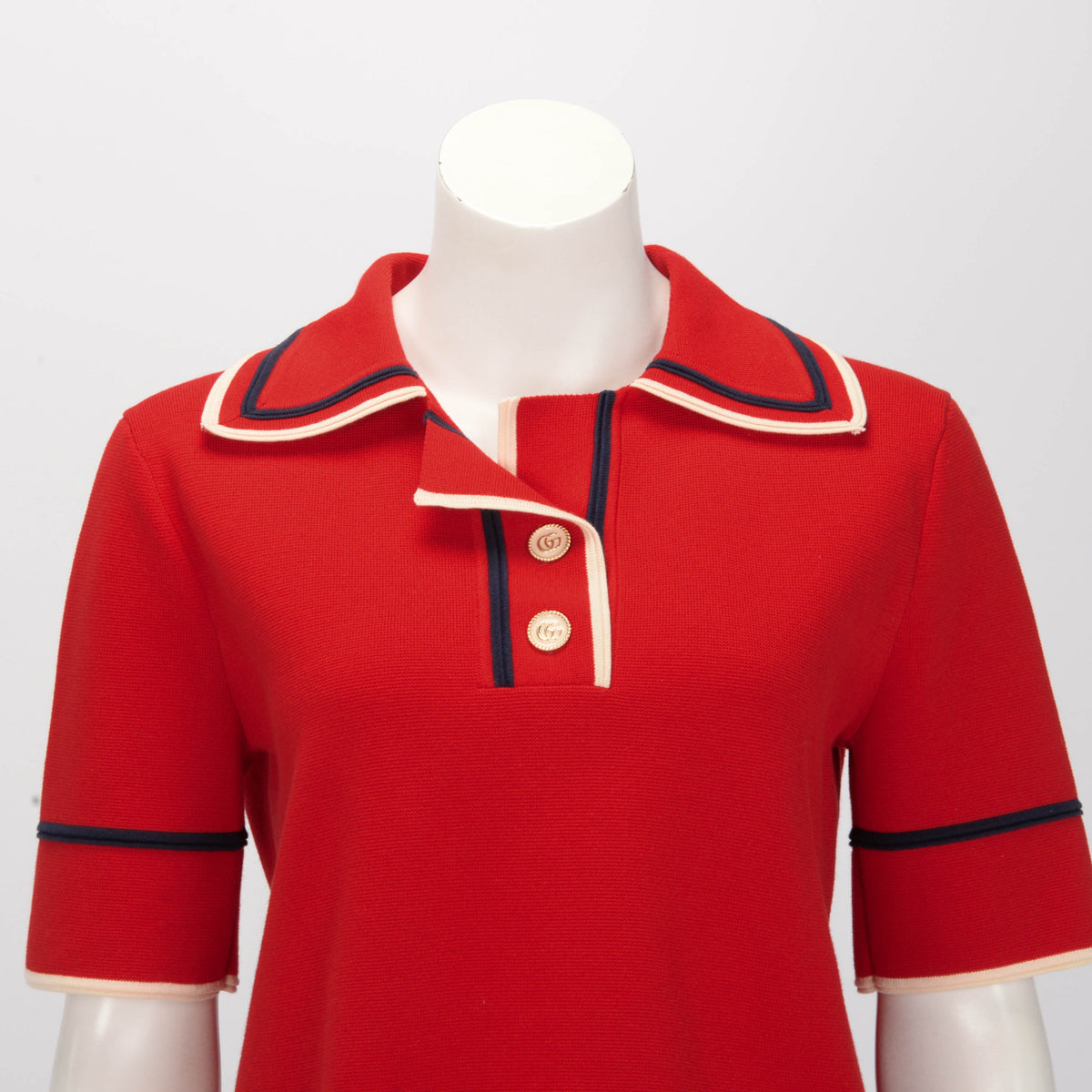 Gucci Red Knit Boxy Cropped Polo M