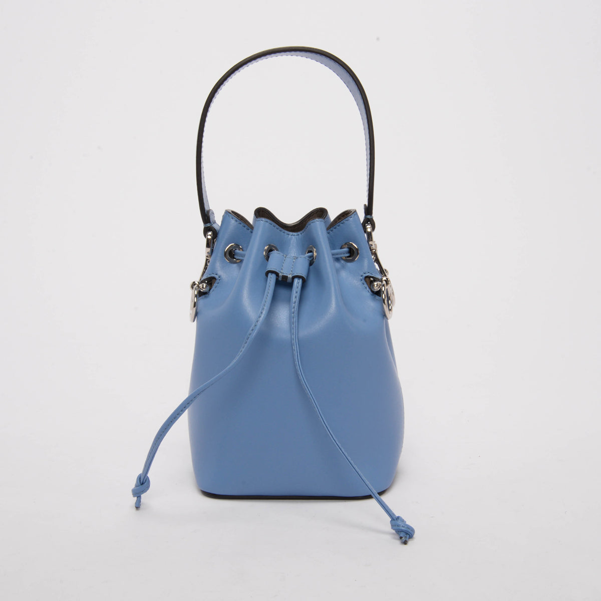 Fendi Blue Calfskin Mon Tresor Bucket Bag & Pearl Strap