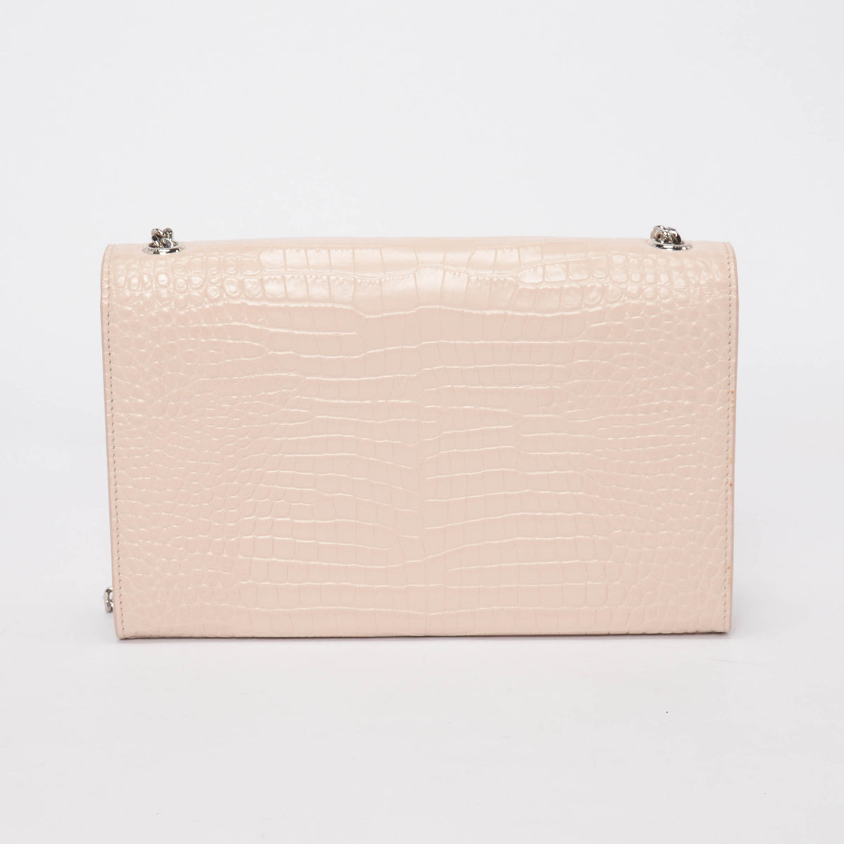 Saint Laurent Light Beige Croc Embossed Medium Kate Tassel Bag