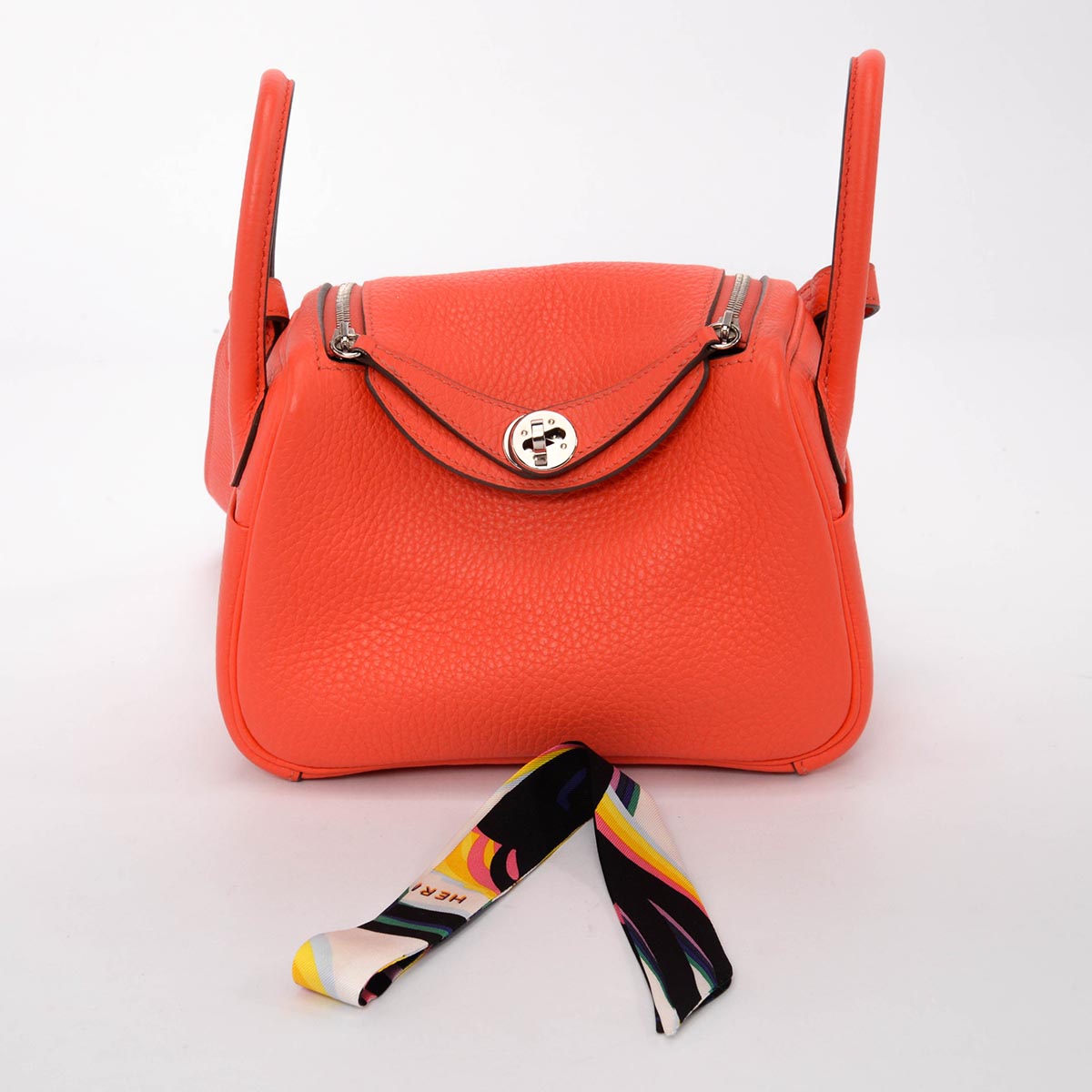 Hermes Rose Texas Clemence Mini Lindy 20