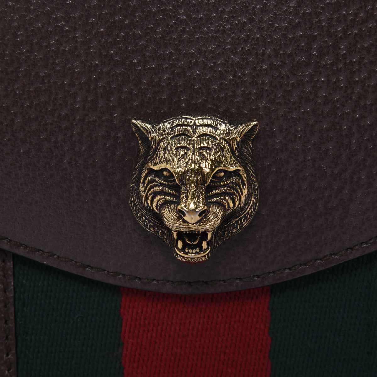 Gucci Brown Grained Calfskin Animalier Chain Bag