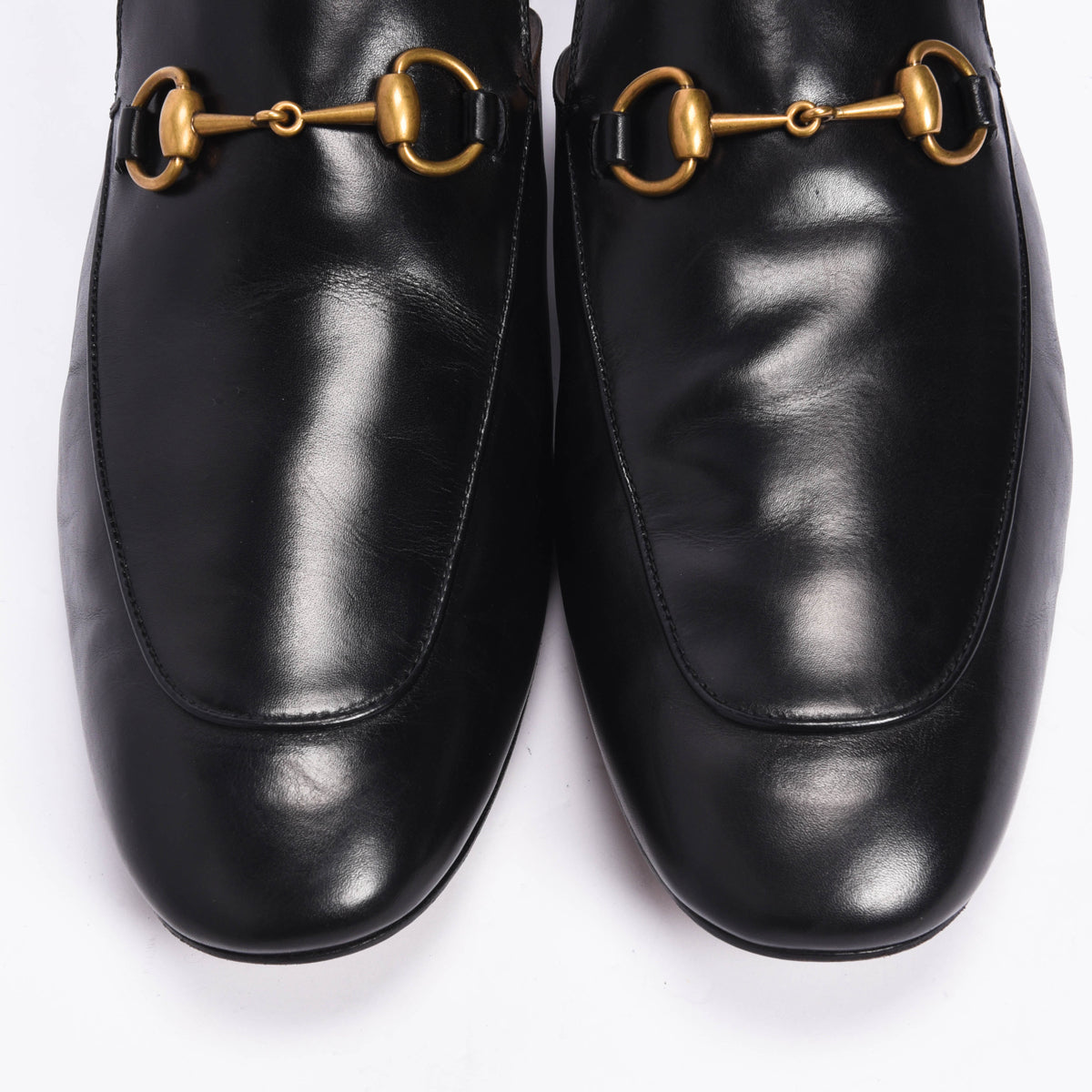 Gucci Black Leather Princetown Horesbit Slippers