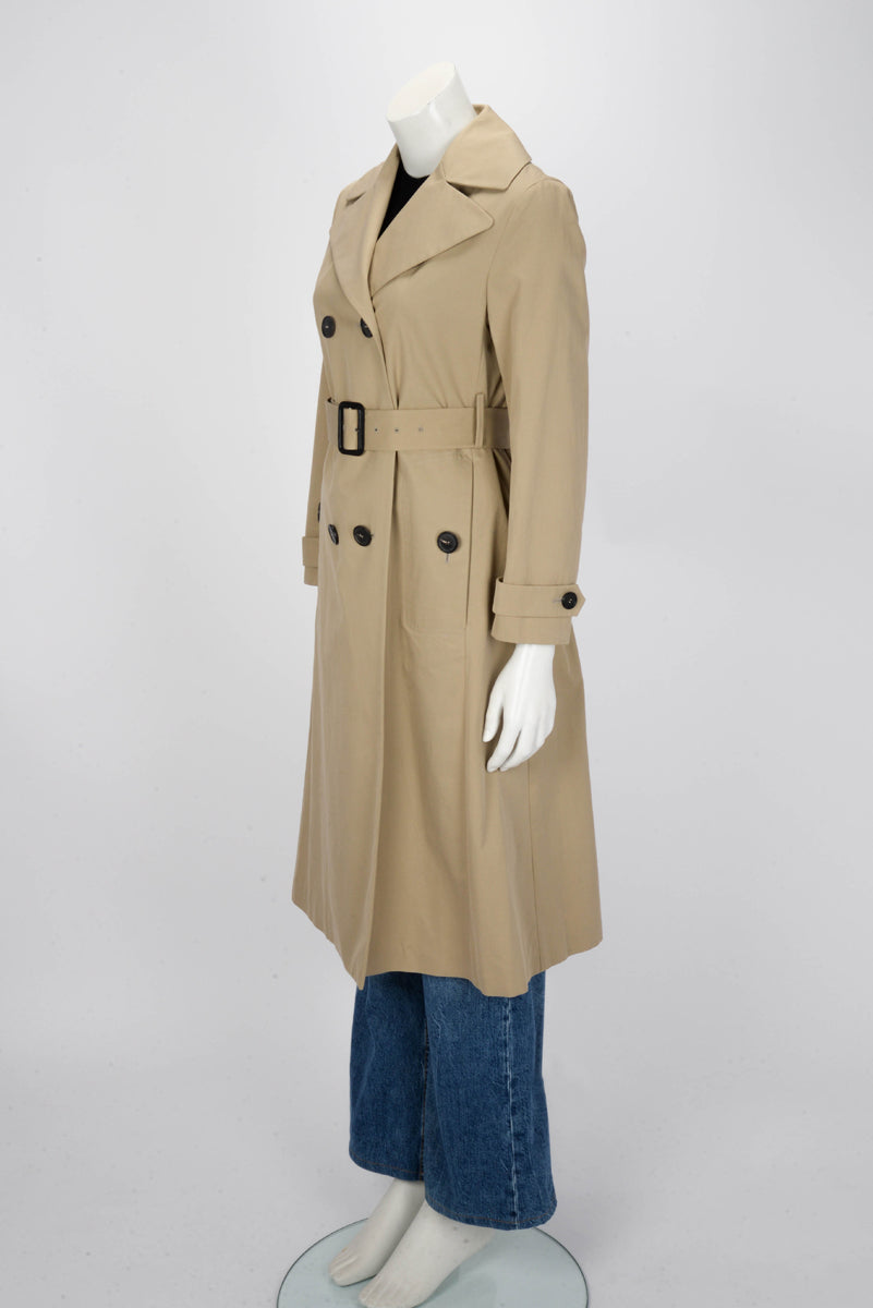 Dior Beige Cotton Bee Embroidered Trench Coat FR 36