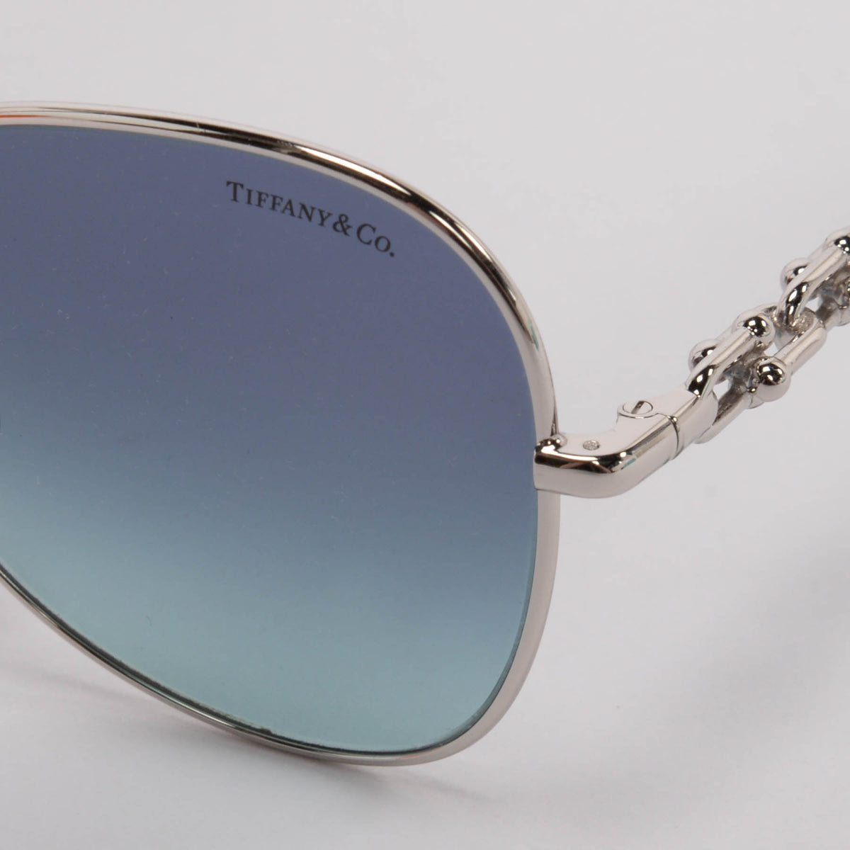 Tiffany & Co Silver & Blue Hardware Link Sunglasses