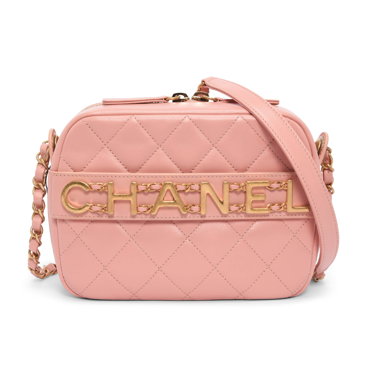 Chanel Pink Quilted Calfskin Enchained Camera Bag