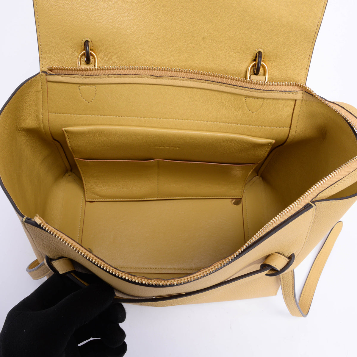 Celine Mustard Grained Calfskin Mini Belt Bag