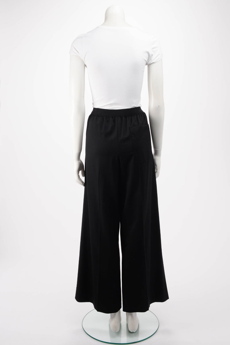 Hermes Black Wool Wide Leg Pants FR 42