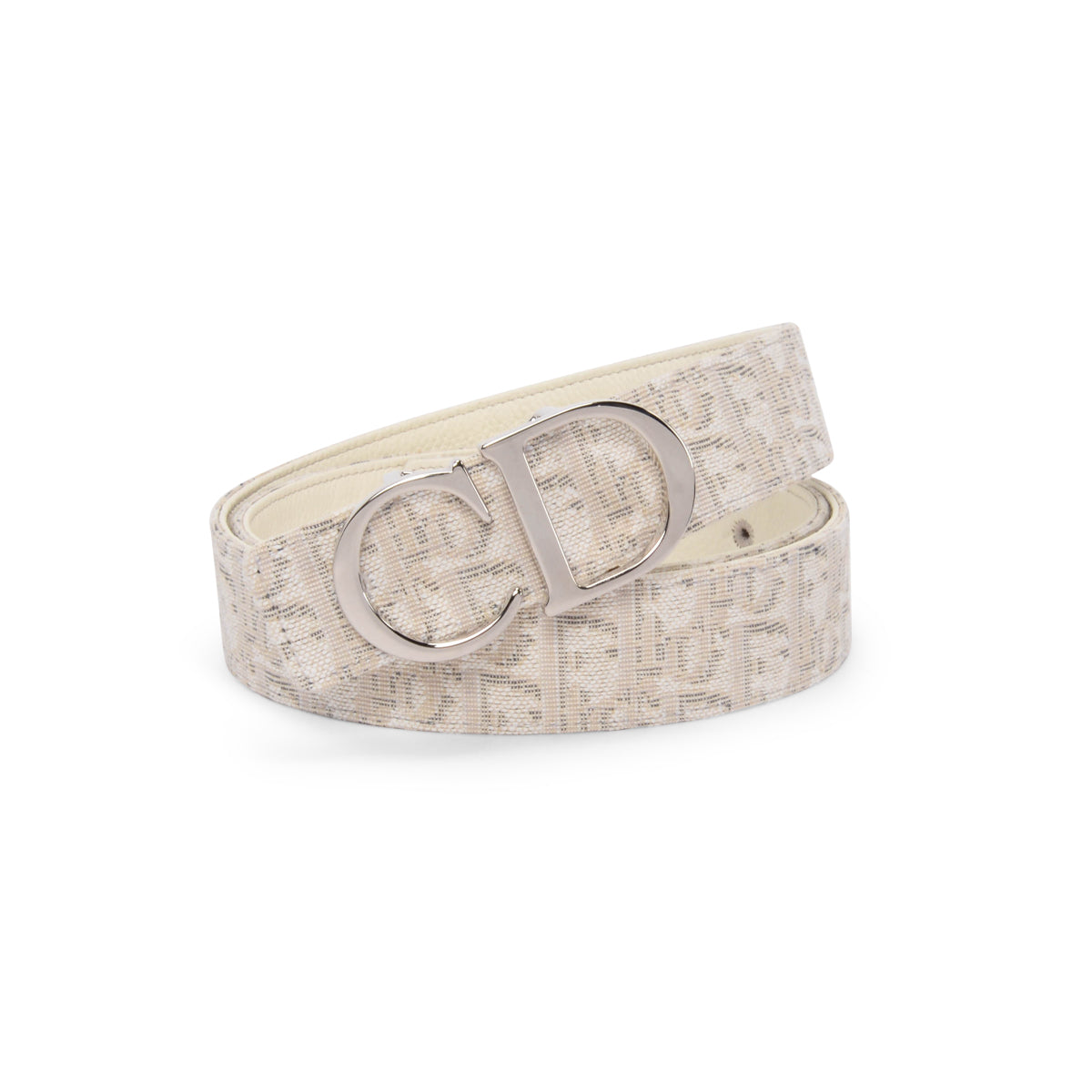 Dior Ecru Oblique Jacquard CD Buckle Reversible Belt