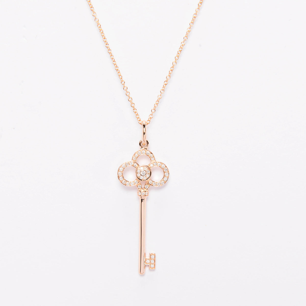 Tiffany & Co Rose Gold & Diamonds Crown Key Pendant