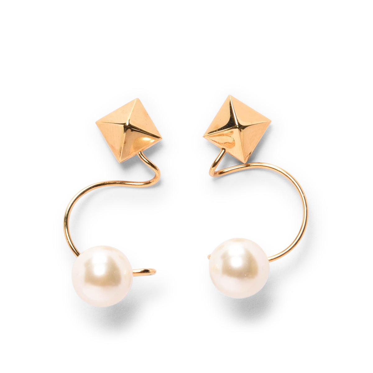 Valentino Gold Pearl Rockstud Earrings