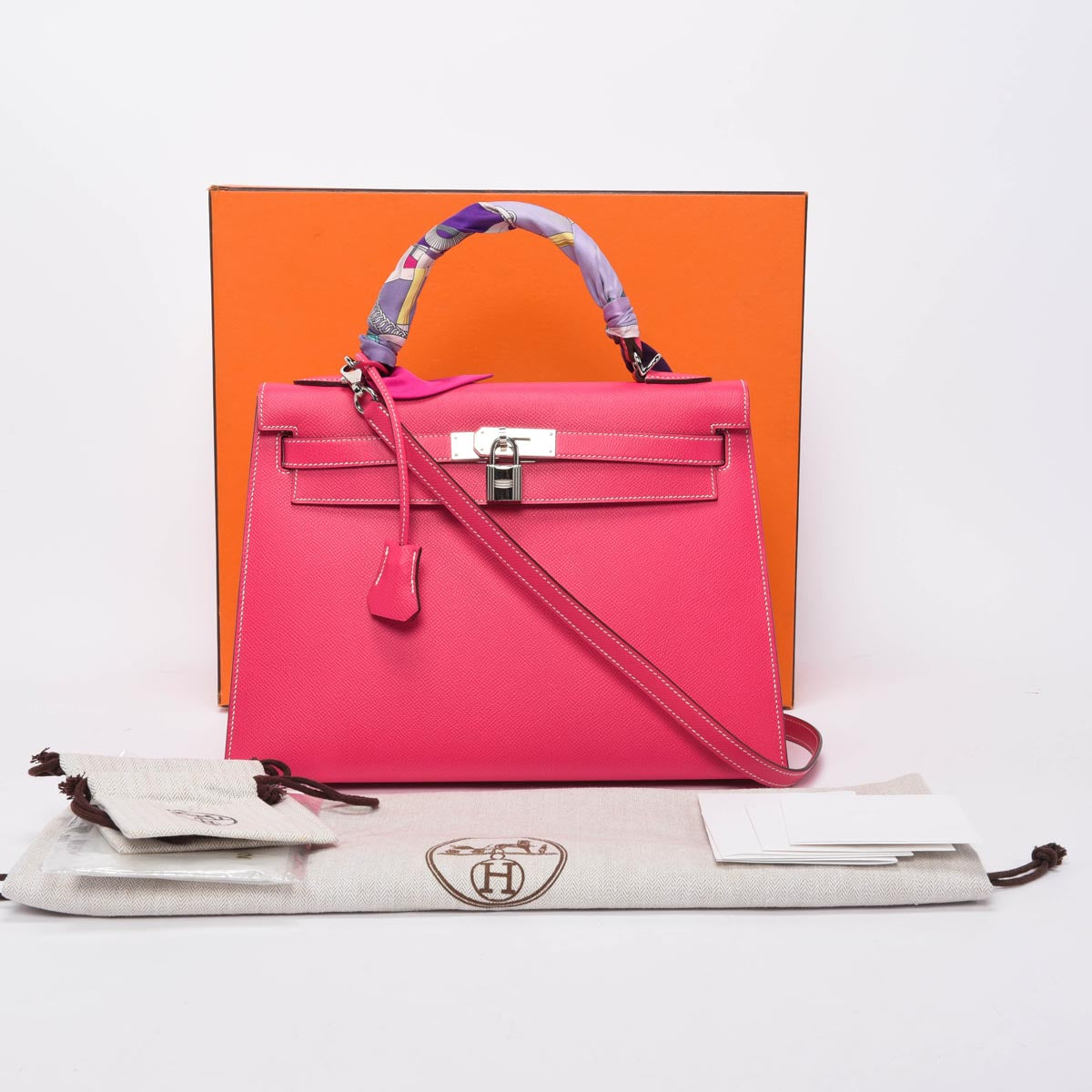 Hermes Rose Tyrien Epsom Sellier Kelly 32 PHW