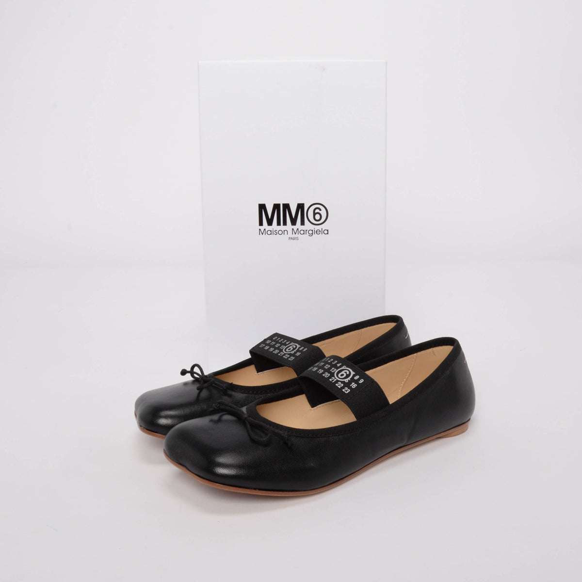 Maison Margiela MM6 Black Leather Anatomic Flats 39