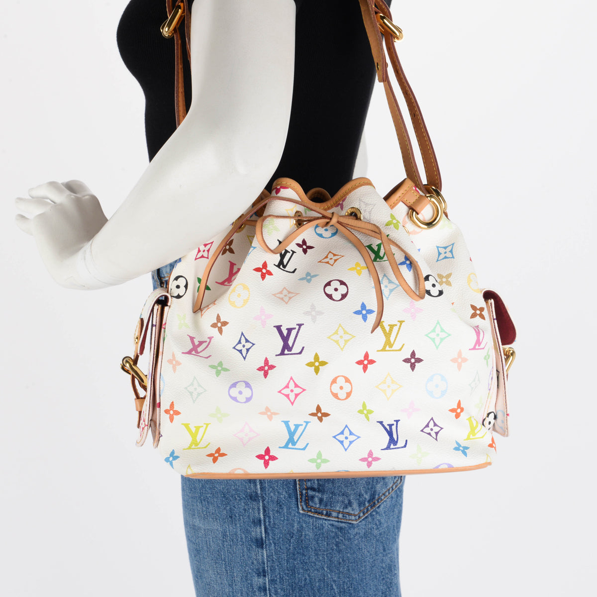 Louis Vuitton White Multicolore Monogram Petit Noe Bag