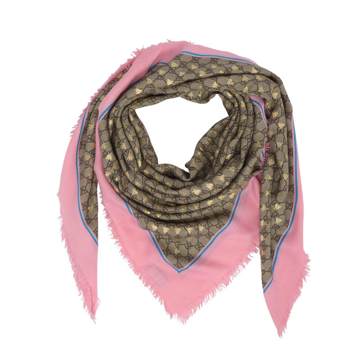 Gucci Pink Modal & Silk GG Bees Shawl