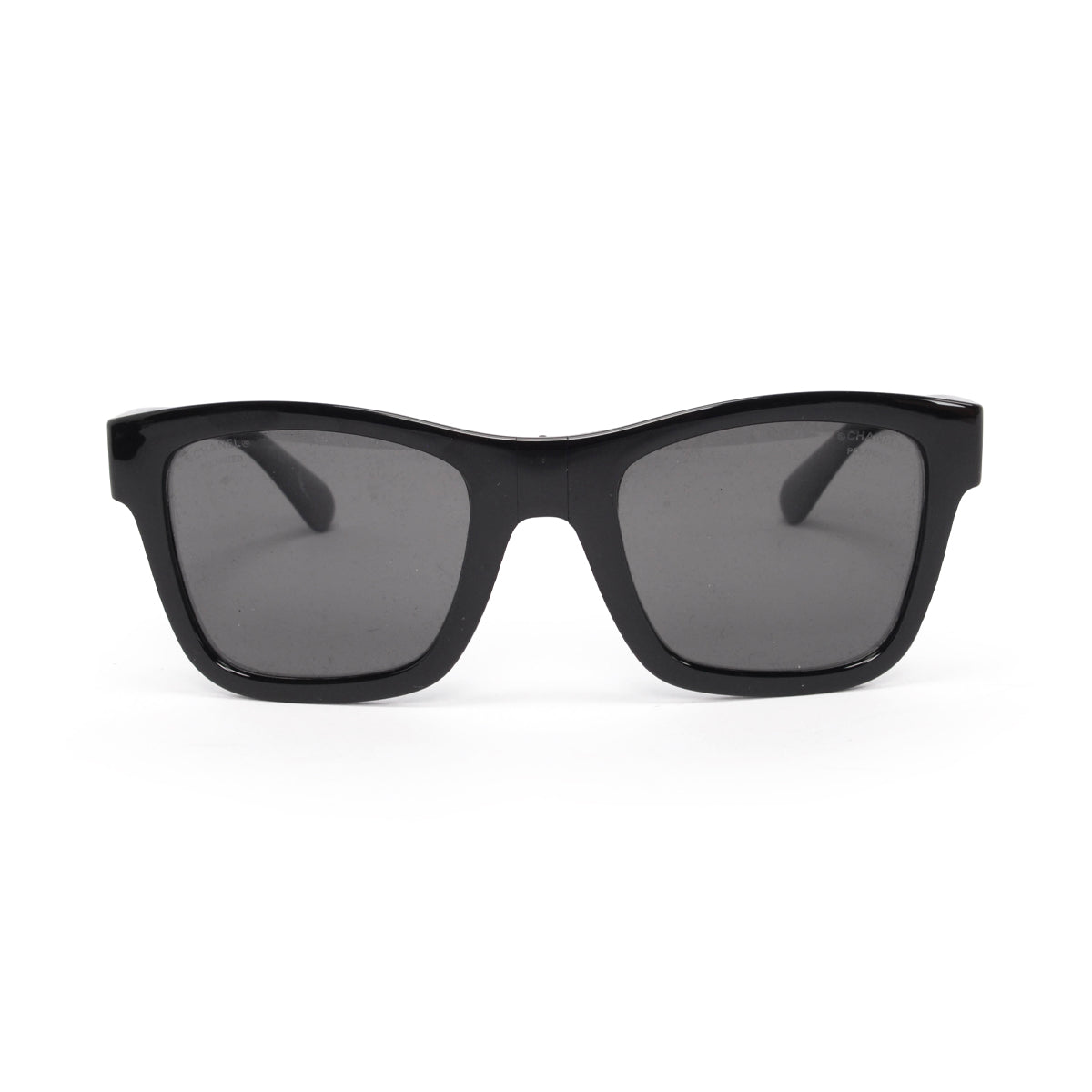 Chanel Black Acetate Square Foldable Polarized Sunglasses