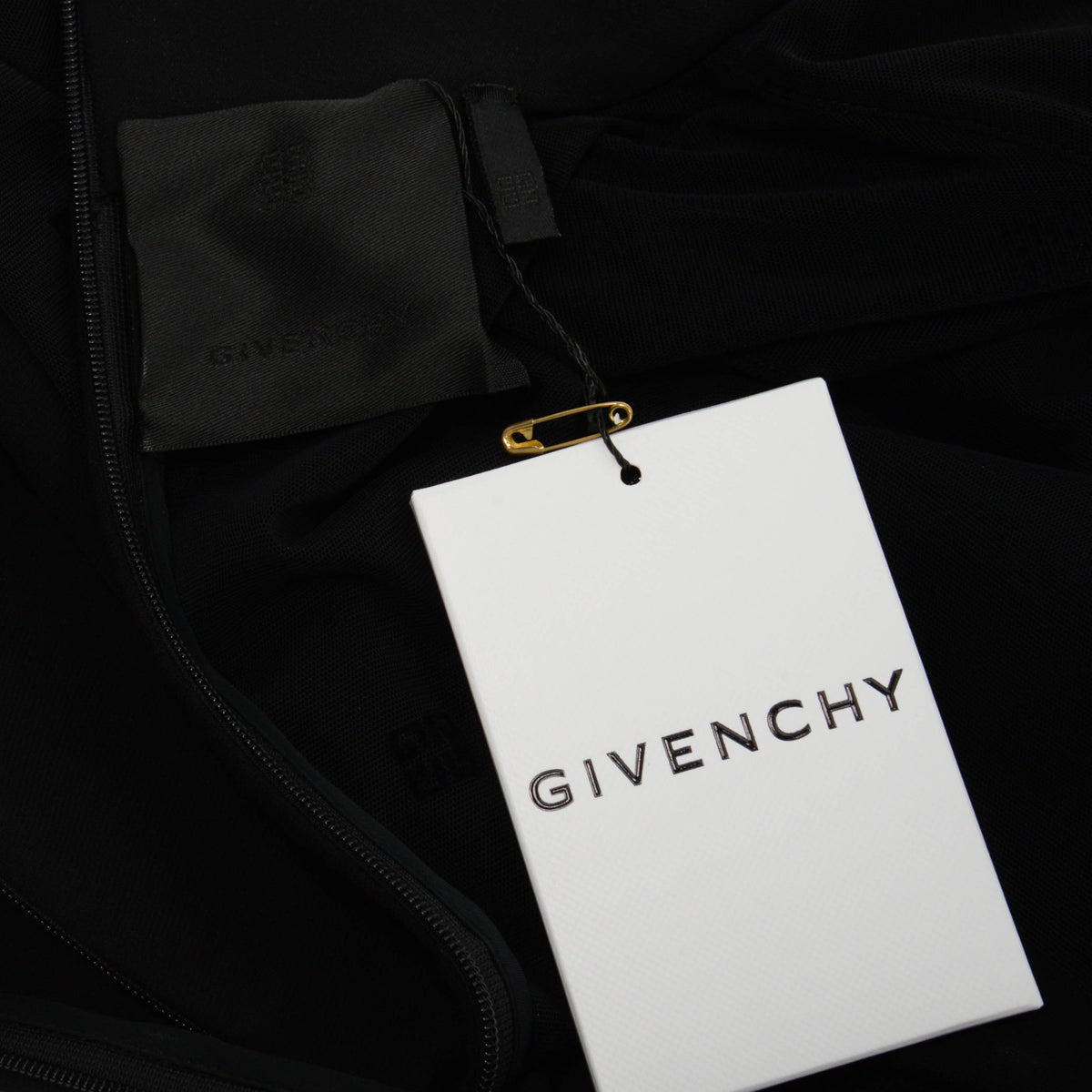 Givenchy Black Sheer Logo Longsleeve Dress FR 36