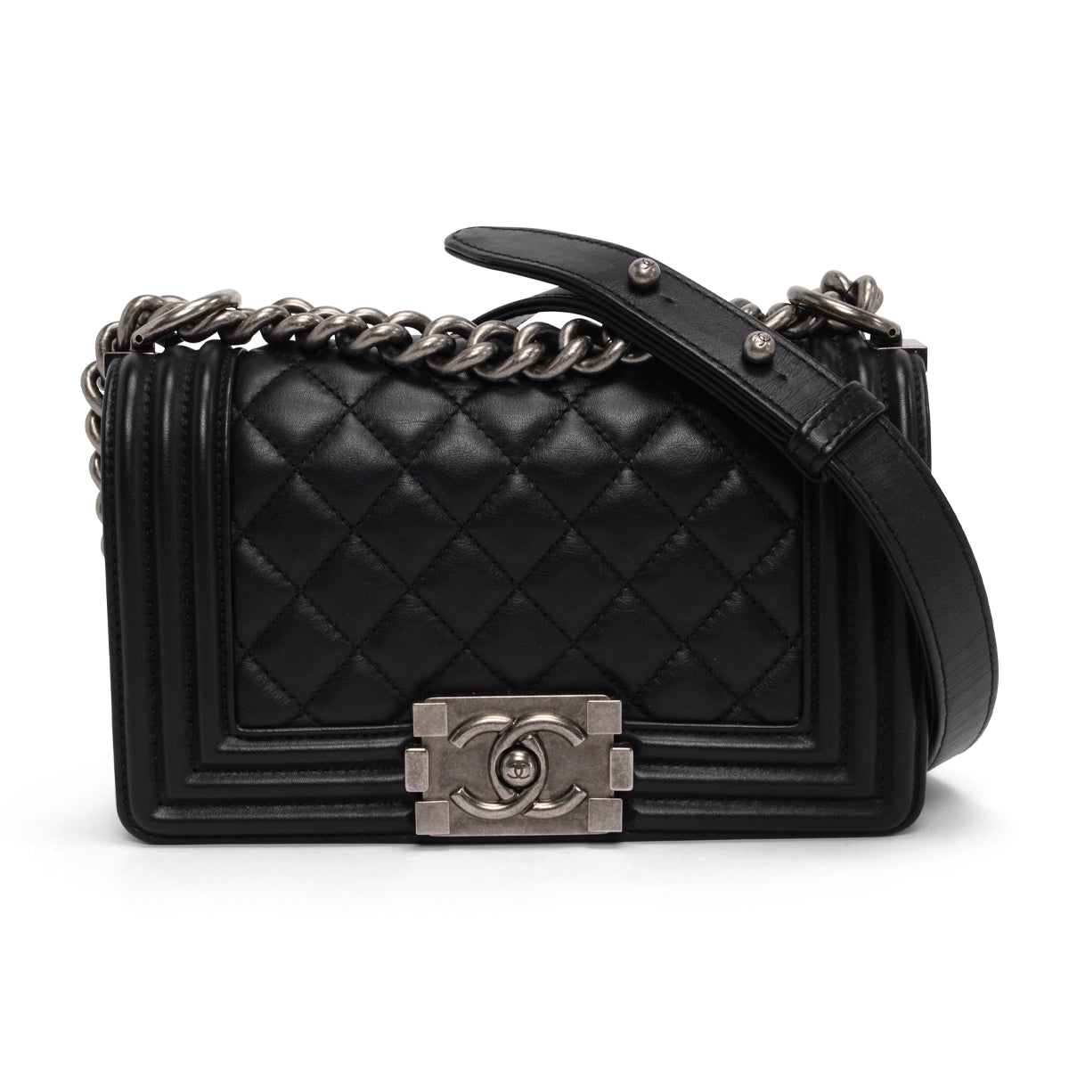 Chanel Black Quilted Lambskin Small Boy Bag