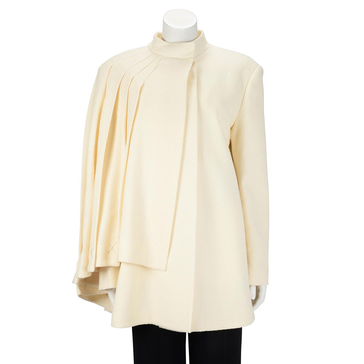 Gucci Cream Wool Pleated Coat IT 44