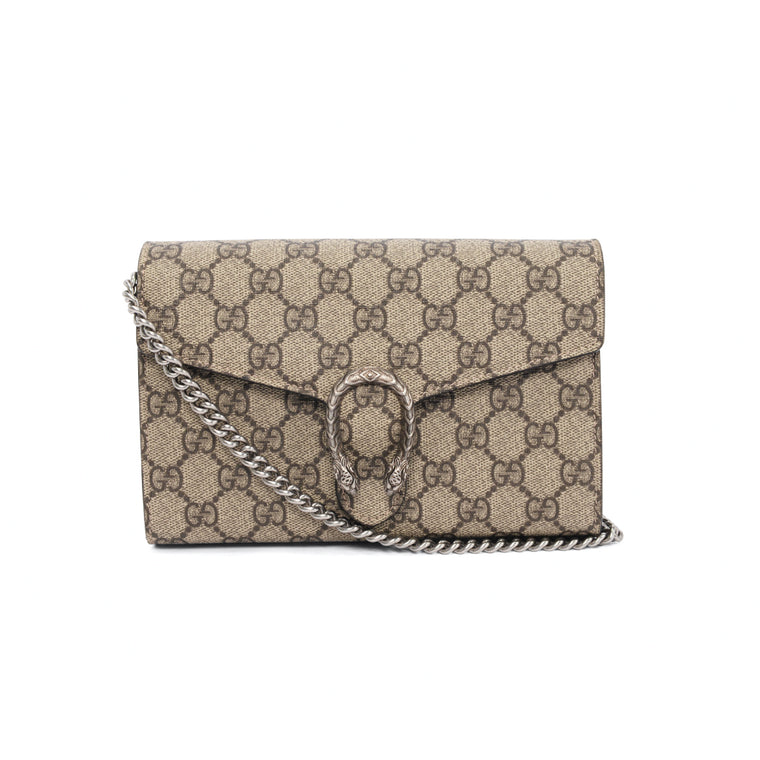 Gucci Beige GG Supreme Dionysus Wallet on Chain