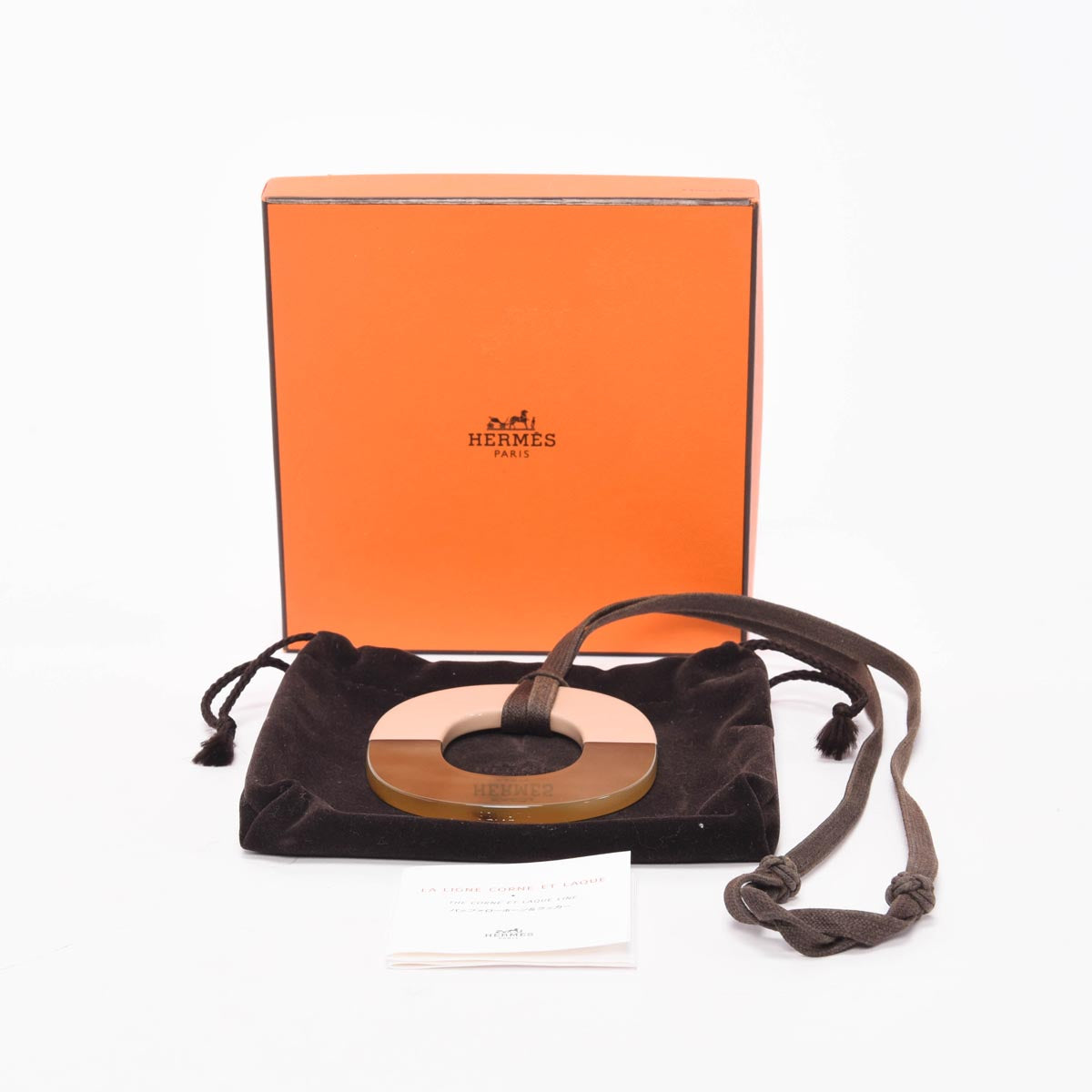 Hermes Khaki Lacquered Horn Isthme Pendant