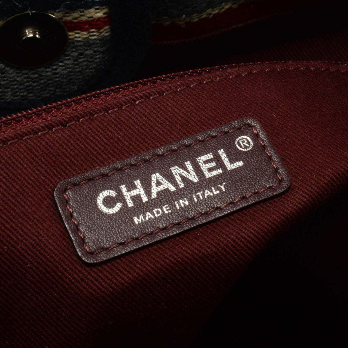 Chanel Beige Striped Canvas Medium Deauville Tote