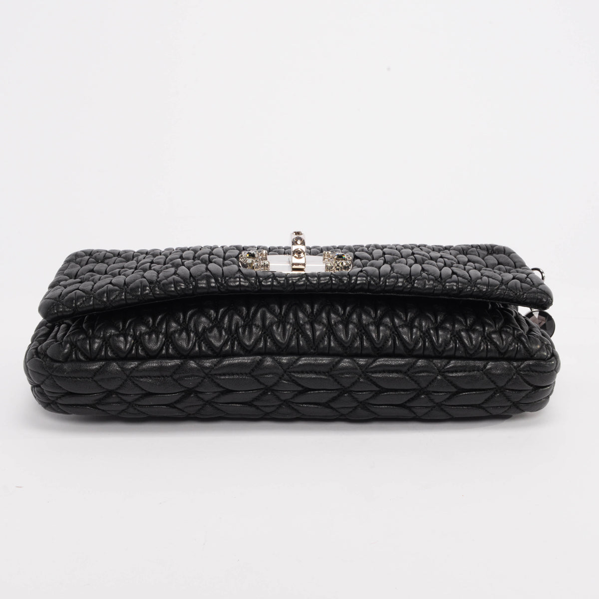 Miu Miu Black Matelasse Crystal Strap Bag