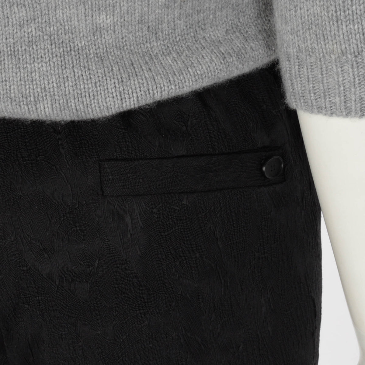 Chanel Black Silk Jacquard Elastic Waist Pants FR 40