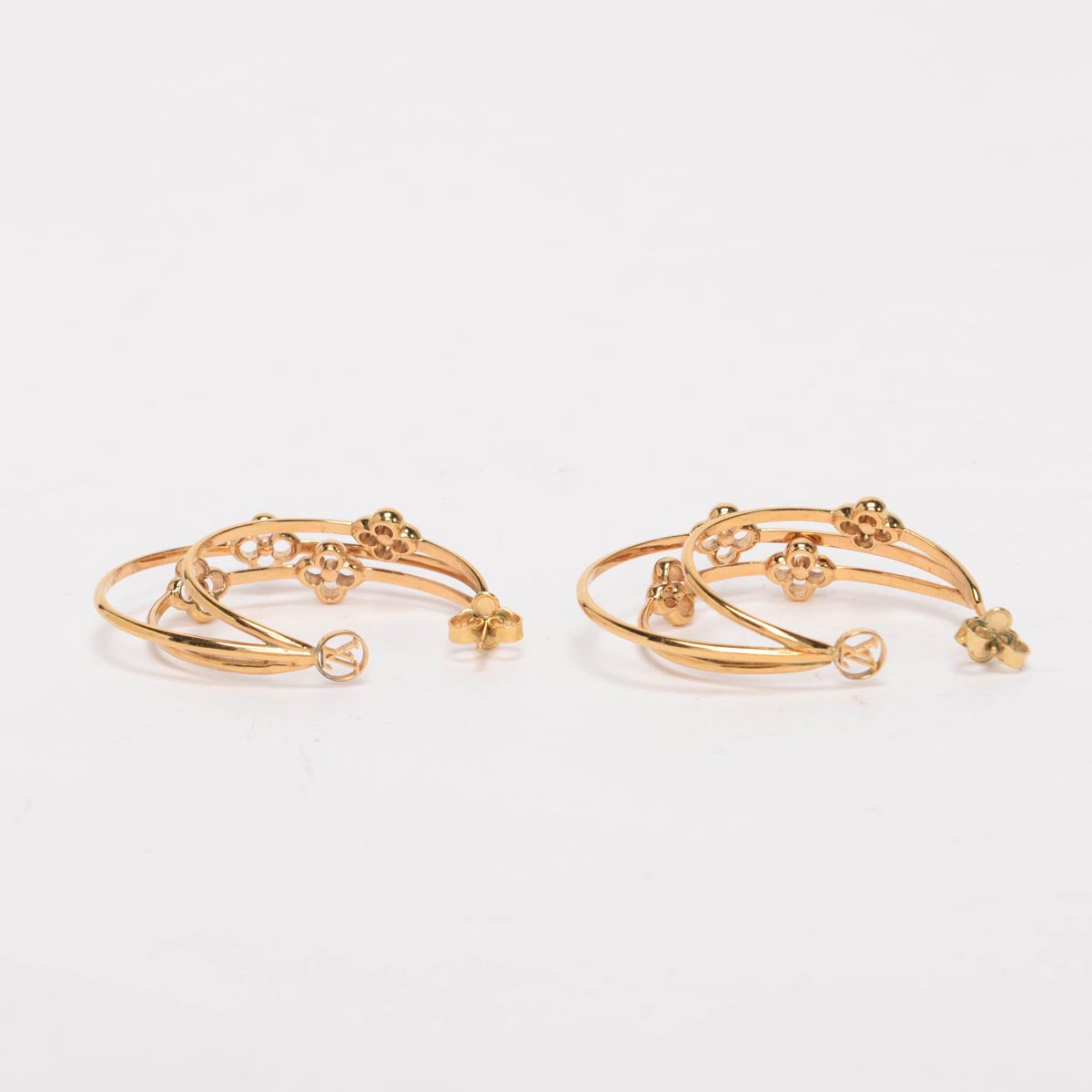 Louis Vuitton Gold Flower Full Hoop Earrings
