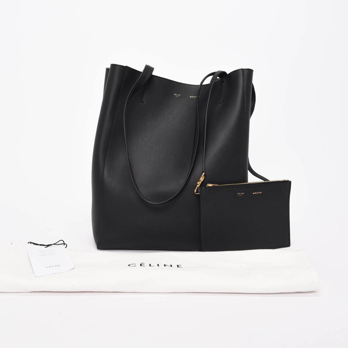 Celine Black Smooth Calf Vertical Cabas Tote